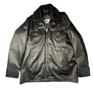 Vintage Protector Police Security EMS Fire Jacket Mens 46 X Long Black Navy Blue